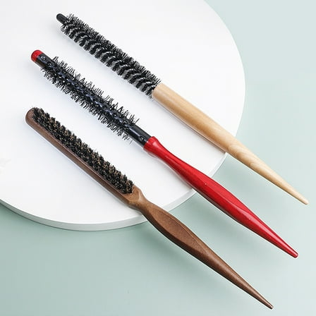 ELAYARD 3Pcs Hair Curler Roll Comb Wooden Styling Brush Ergonomic Handle Assorted Color