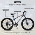 thumbnail image 5 of Elecony 24 pulgadas grasa neumático bicicleta adulto / juvenil completo Shimano 7 velocidades bicicleta de montaña, freno de disco doble, marco de acero de alto carbono, suspensión delantera, 5 of 5