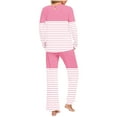 thumbnail image 3 of Tnhcen Women's 2 Pieces Lounge Sets Pajamas Set Striped Long Sleeve Tops and Pants Homewear S-3XL, 3 of 5