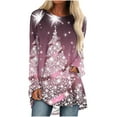 thumbnail image 2 of Levmjia Women's Long Sleeves Shirts Plus Size Stylish Christmas Tree Trendy Print Loose Crew Neck Tops Long Sleeves for Women, 2 of 5