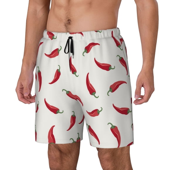 Wukai Chili Men's Quick Dry Swim Trunks,Board Shorts with Liner Beach Swimwear-Large