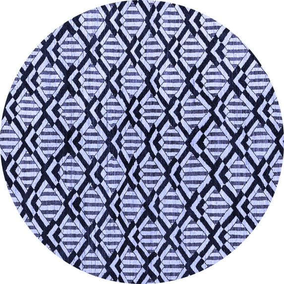 Ahgly Company Indoor Round Abstract Blue Modern Area Rugs, 4' Round