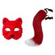 thumbnail image 2 of Máscara de gato falsa con cola, accesorios de peluche realistas para fiesta de Halloween para niñas y mujeres Rojo, 2 of 10