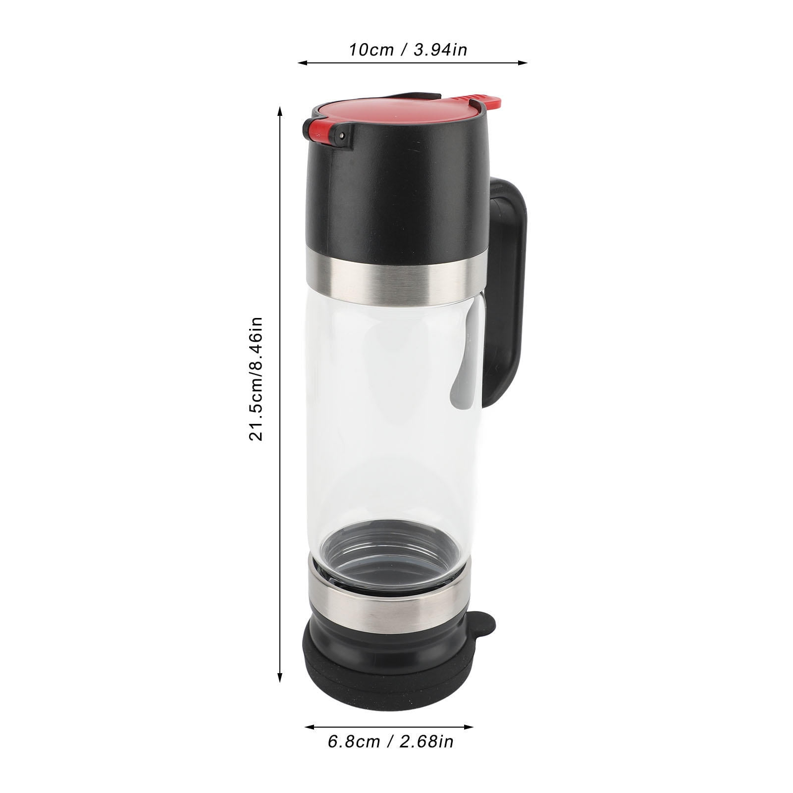 Yajisi 350ml No Drip Honey Dispenser, Clear Glass Syrup Dispenser with Handle, Black for Coffee Shops & Restaurants, 10.2x5.1x3.5in
