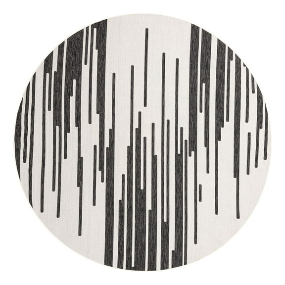 Unique Loom Outdoor Modern Collection Area Rug - Monochrome (10' Round Black and White)