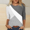thumbnail image 1 of TIMIFIS T-Shirts Décontractés pour Femmes Manches 3/4 à Blocs de Couleur Hauts Mignons Blouses Confortables Automne, 1 of 4