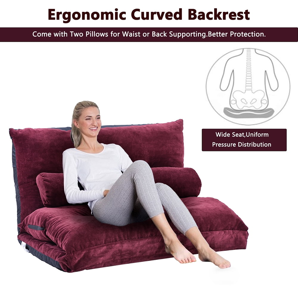 Kepooman Folding Adjustable Futon Sofa with 2 Pillows for Living Room Kepooman Folding Adjustable Futon Sofa with 2 Pillows for Living Room