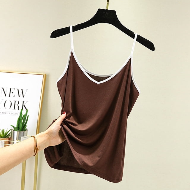 Spaghetti Strap Tank Tops Women Halter V Neck basic Camis Sleeveless summer loose Camisole plus size FJH