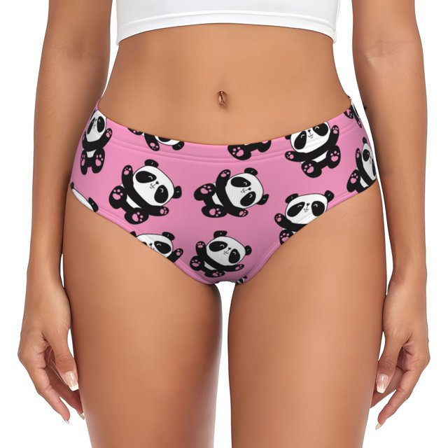 Balery Cute Panda Ropa Interior de Algodón para Mujer con Dibujo – Braguitas Cómodas y Elásticas, Estilo Clásico-3X-Large