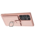 thumbnail image 5 of Compatible with Samsung Galaxy S21 Ultra Wallet Phone Case,360°Rotation Finger Ring Holder Kickstand,with Card Holder,Lychee Pattern PU Leather Durable Shockproof Rugged Phone Case,Rosegold, 5 of 12
