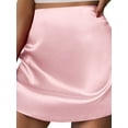thumbnail image 5 of Biezeib Women's Satin Mini Skirt Slim Fit A-Line Back Zip Up Solid Color Short Skirt for Party Club, 5 of 6