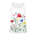 thumbnail image 3 of dazeni Womens Tank Tops for Women Trendy Floral Print Pleated V Neck Tee Casual Sleeveless Shirts Blouses Summer Vacation Outfits Flowy White Small, 3 of 4