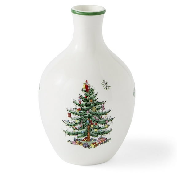 Spode Christmas Tree 6" Posy Vase - Elegant Ceramic Flower Vase, Holiday Centerpiece for Floral Arrangements & Home Decor - Beautiful Handcrafted Accent for Festive Decorations