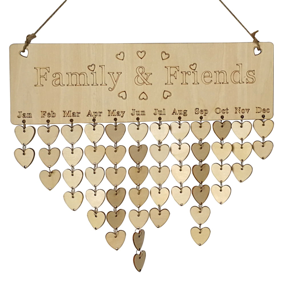 1PC Calendar Heart-Shaped Plate DIY Hanging Decor for Reminding Friends Family 
