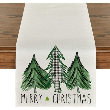 

Newhomestyle Christmas Trees Table Runner Seasonal Winter Xmas Holiday Kitchen Dining Table Runners for Indoor Outdoor Home Party Decor 13x72 Inch