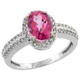 thumbnail image 1 of 10k White Gold Natural Pink Sapphire Ring Oval 8x6mm Diamond Halo, size 9.5, 1 of 4