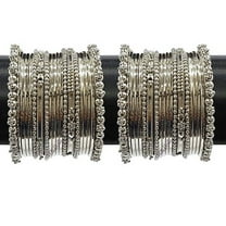 YouBella Jewellery for Women Traditional Silver Plated Oxidized Bracelet Bangle Set For Women
