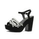 thumbnail image 3 of Zapatillas Wildcat para Mujer Tacon Ancho Fiesta Negro Plataforma 26, 3 of 6