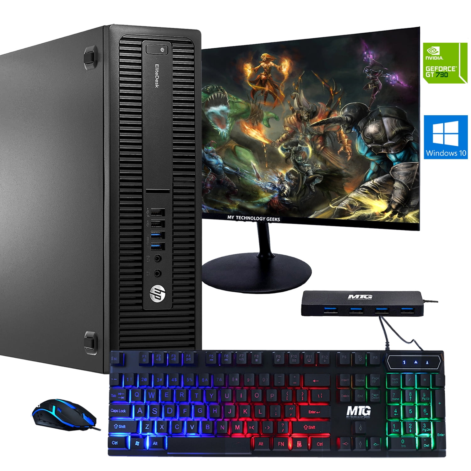 Hp 600 G1 Sff Desktop Intel Core I7 4th Gen 16gb Ram 128gb Ssd 1tb Hdd New 24 Led Monitor Rgb Keyboard Mouse 4 In 1 Usb Hub Nvidia Geforce Gt