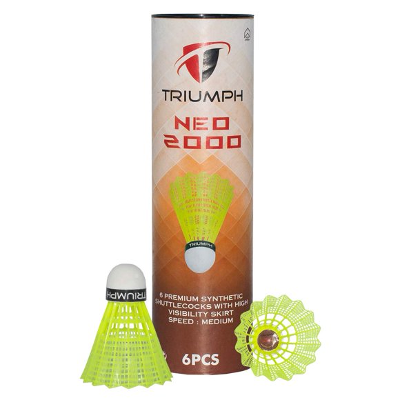 TRIUMPH Neo 2000 Nylon Badminton Shuttlecocks , Stable and Sturdy High Speed | Training Shuttlecock for Indoor and Outdoor Sports | Green , Pack Of 6
