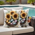 thumbnail image 5 of Outdoor Pillow Covers Spring Sunflower Easter Egg Nest on White Waterproof Pillow Cases 20x20 Set of 2, Floral Leaves Throw Pillow Cover Pillowcase for Patio Balcony Couch Garden, 5 of 9