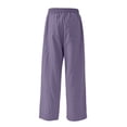 thumbnail image 6 of Cutuoiiu Women's Solid Color Drawstring Waist Cotton Linen Pants with Pockets Casual Ruched Wide Leg Trousers Gifts, 6 of 7