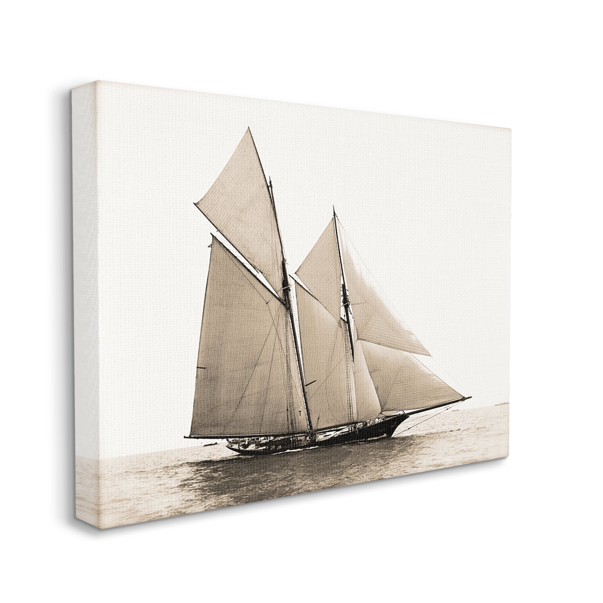 Stupell Industries Vintage Sailboat Photography Transportation Photography Gallery Wrapped Canvas Art Print Wall Art, 20 x 16
