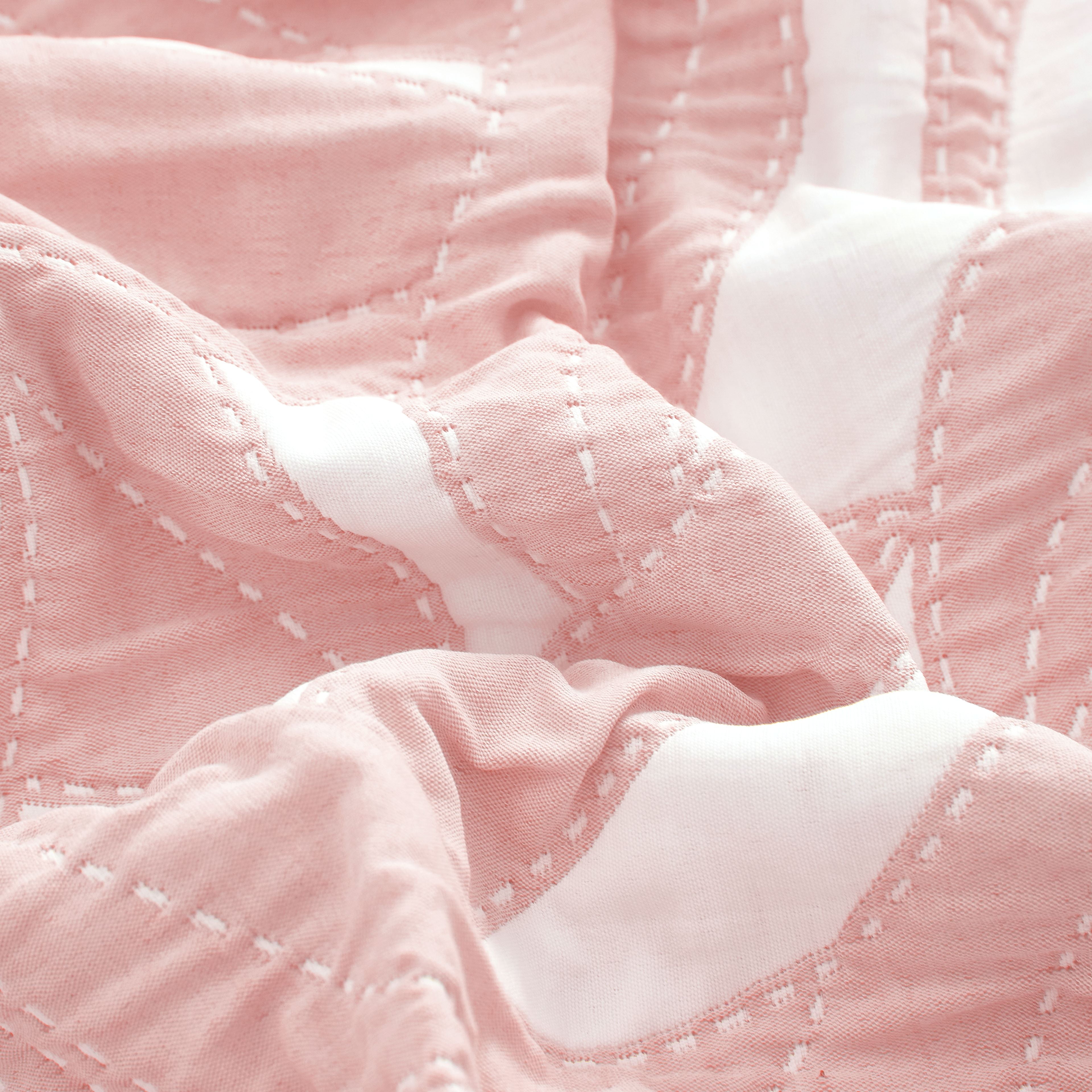 Mainstays Iris Leaf Stitched Pillow Sham, King, Blush Pink, 1 Pack