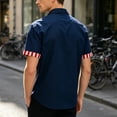 thumbnail image 4 of Conairie Men 4th of July Shirts American Flag Print Short Sleeve Button Down Collared Shirt Loose Casual Work Tee Pullover Outfits Dark Blue L, 4 of 6