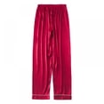 thumbnail image 5 of New Solid Color Silk Men's Casual Satin Pajamas Pants Loose Home Wear Trousers, 5 of 15