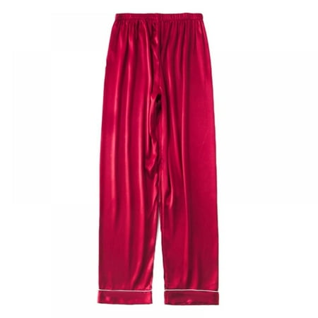 

Clearance! Winter and Spring Pure Color Silk Men s Pyjama Trousers Loose Home Wear Skin-Friendly Comfortable Soft and Loose