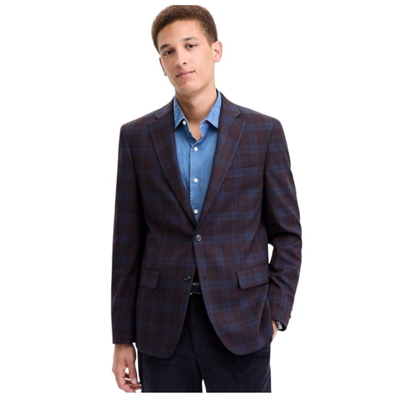 Tommy Hilfiger Mens Classic fit Sport Coat Blazer 40 S Red Check