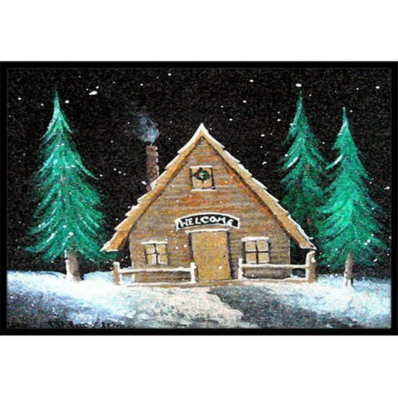 Carolines Treasures  Welcome Lodge Christmas Log Home Indoor & Outdoor Mat- 18 x 27 in.