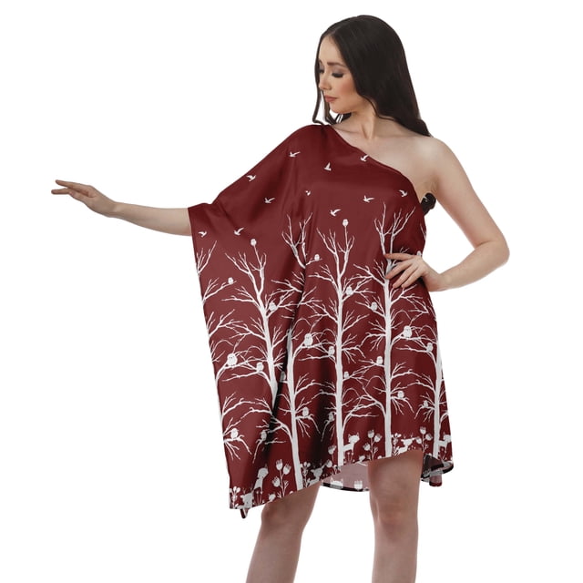 Moomaya Robe Maxi à une Épaule pour Femmes Imprimée Grande Taille Kaftan Robe de Plage