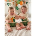 thumbnail image 5 of BemeyourBBs Baby Boy First Birthday Outfit 1st Birthday One Years Old Summer Clothes Letter Balloon Dinosaur Embroidery Short Sleeve T-Shirts and Pocket Shorts 2Pcs Set, 5 of 9