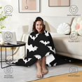 thumbnail image 4 of Wearable Blanket,Halloween Bat Pattern Hooded Wearable Flannel Blanket for Adults & Teens,Winter Poncho Shawl Wrap Cape Cozy Anti-Pill,60"x80", 4 of 5