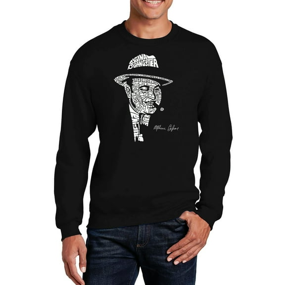 LA Pop Art Men's Word Art Crewneck Sweatshirt - AL CAPONE-ORIGINAL GANGSTER