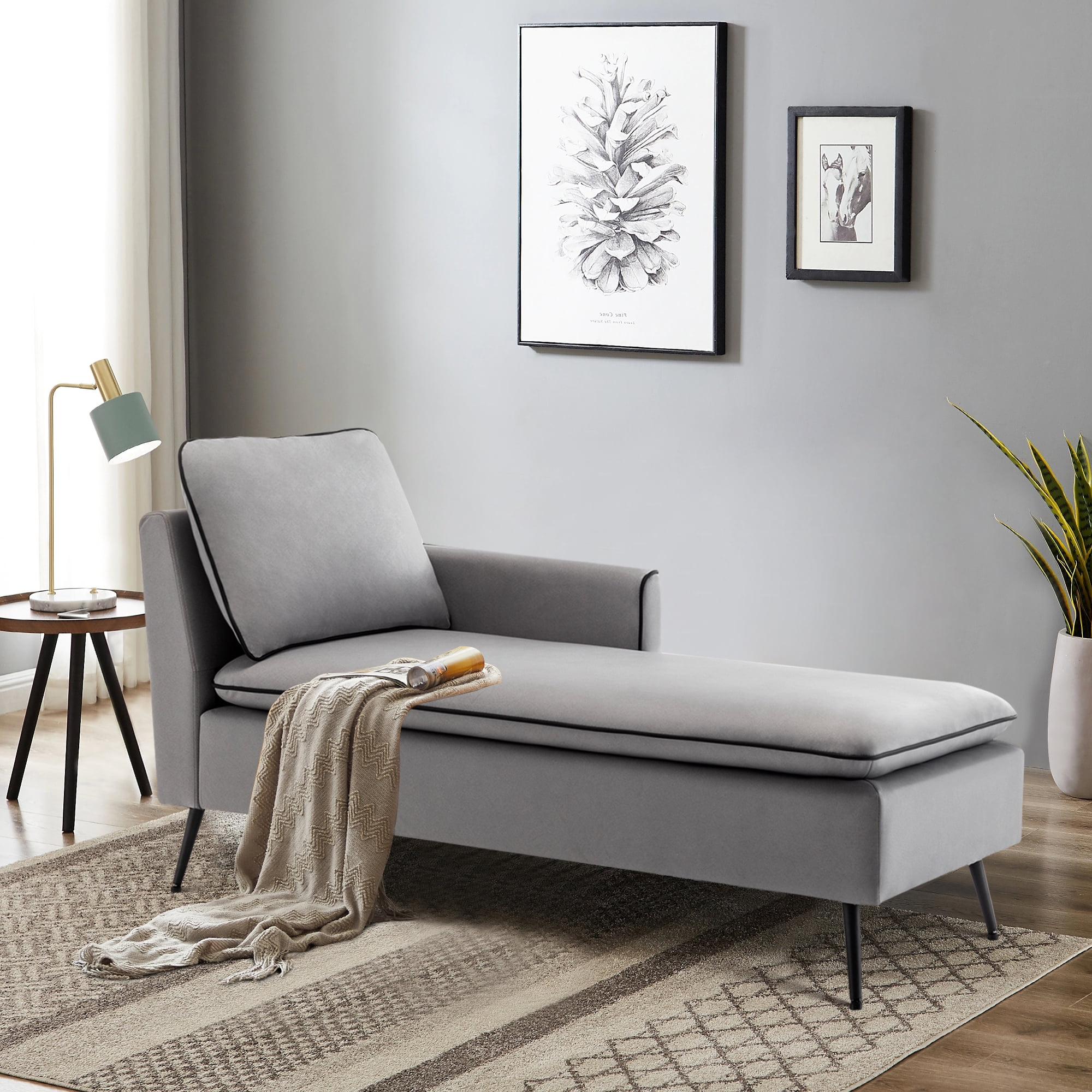 "Indoor Chaise Lounge Chair, 57"" Upholstered Sofa Recliner Sleeper for