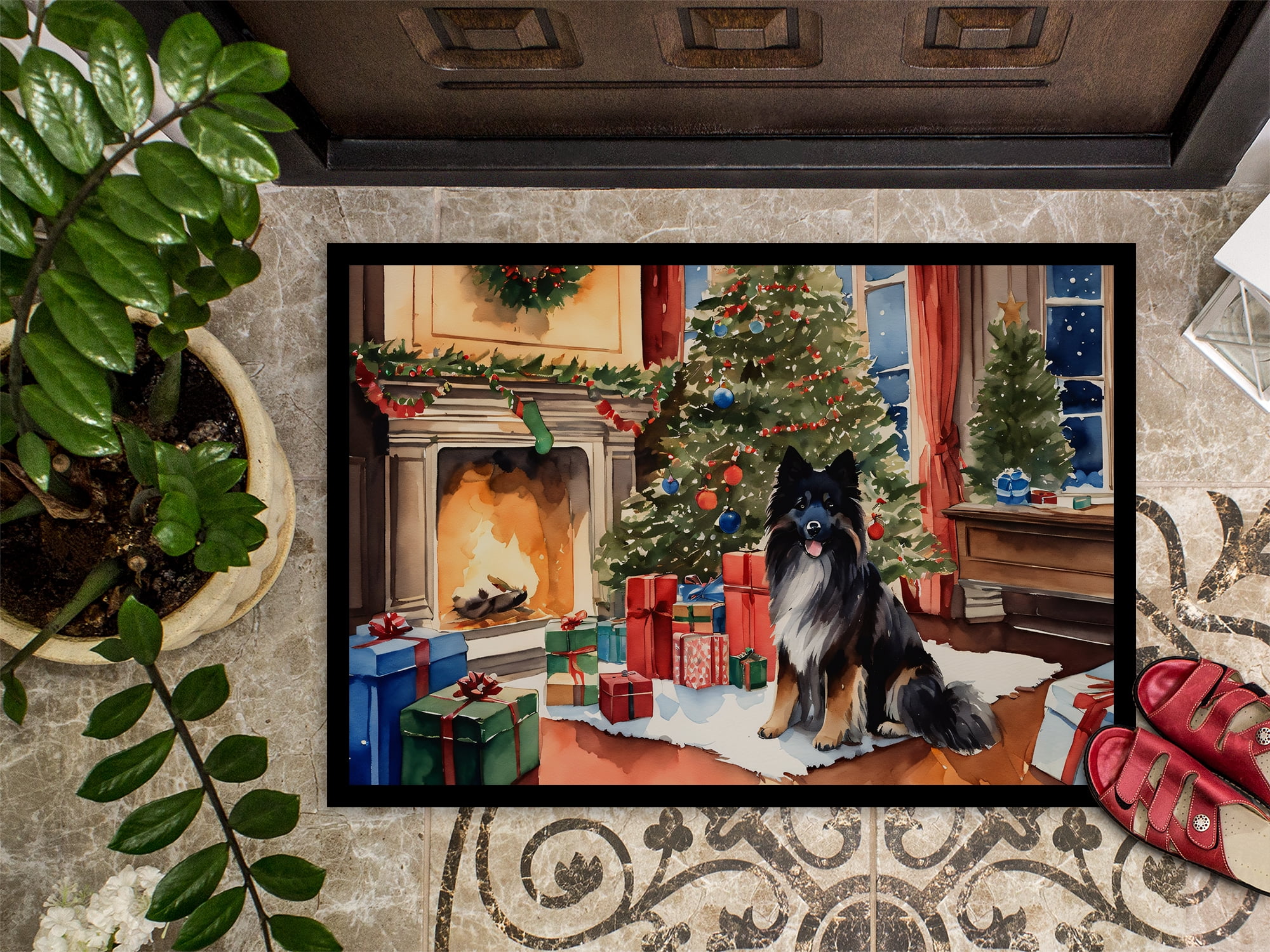 Carolines Treasures DAC2691MAT 18 x 27 in. Keeshond Cozy Christmas Doormat
