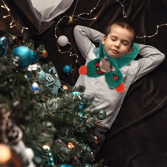 Phenofice 1 Pc Cute Scarves For Girls Children Christmas Style Polyester 7.9x3.9in