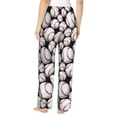 thumbnail image 3 of Uemuo Cute Baseball Pattern Women's Wide Leg Palazzo Lounge Pants with Pockets Light Weight Loose Comfy Casual Pajama Pants-X-Large, 3 of 9