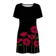 thumbnail image 4 of USSUMA Summer Dresses for Women 2022, Women's Short-Sleeve Scoop Neck Swing Dress Casual Floral Printed Simple T-Shirt Dresses 2022 Summer Tunic Sun Dress, 4 of 8