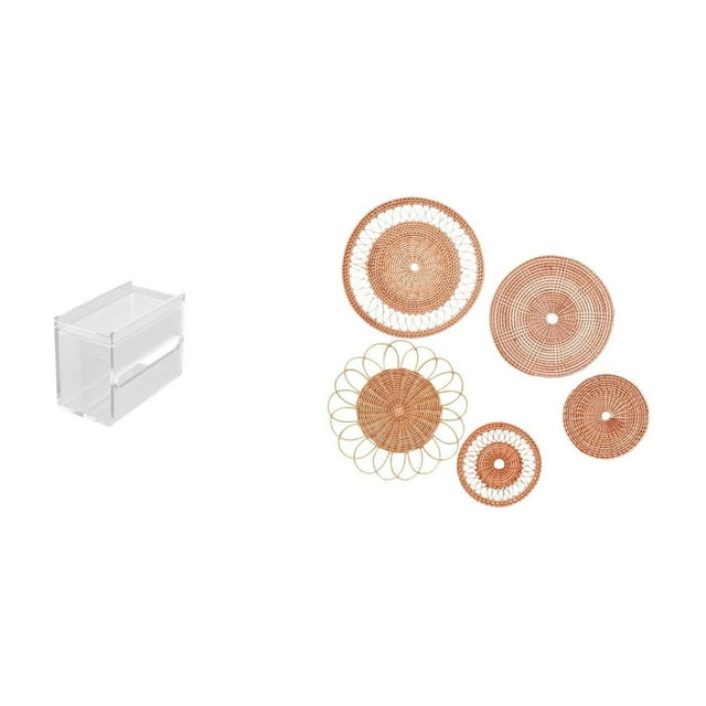 Caja moderna de acrílico para guardar papel higiénico y adorno colgante de pared de ratán tejido para una elegante sala de té, pasillo, dormitorio, po