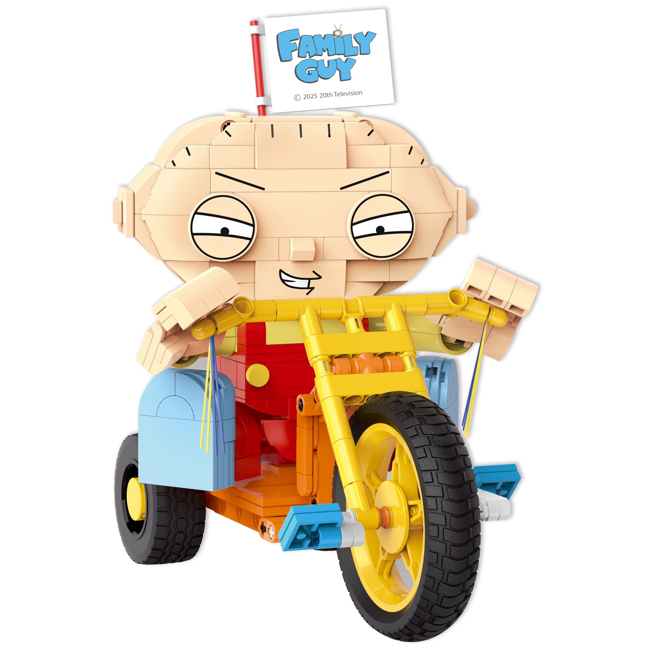 Brickcraft Family Guy Stewie on Trike Building Kit (429-Plastic Piece Set), Family Guy Collectible, TV Show Memorabilia, Gift For Fans Ages 8+