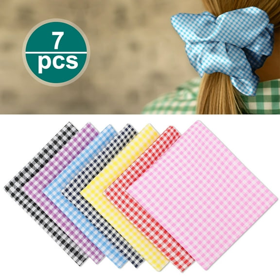 7pcs Plaid Precut Quilting Fabric Squares, EEEkit 20 x 20'' Cotton Fabric Bundles for Sewing & Crafts