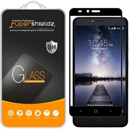 Supershieldz (2 Pack) Designed for ZTE Zmax Pro Tempered Glass Screen Protector, (Full Screen Coverage) 0.33mm, Anti Scratch, Bubble Free (Black)
