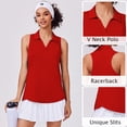 thumbnail image 6 of Pinspark Golf Shirts for Women Sun Protection Tennis Tank Top with Collar V Neck Racerback Athletic T-Shirt Lightweight Workout Tops Sleeveless Yoga Shirt, 6 of 6