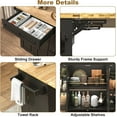 thumbnail image 5 of Blotout 55" Rolling Kitchen Island Cart with Drop Leaf Breakfast Bar, Rubber Wood Top – on Wheels with Drawer, Storage Cabinet, Spice & Towel Rack, 5 of 8