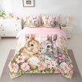 thumbnail image 2 of Erosebridal Easter Rabbit Bedding Sets Twin Size,Cute Eggs Comforter Sets with Sheets,Girly Plaid Room Decorative,Reversible,7pcs, 2 of 5