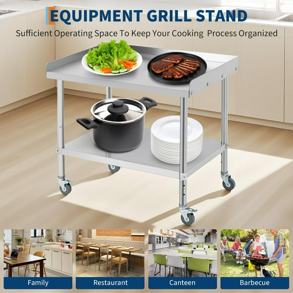 EDTara Stainless Steel Work Table with Wheels, Heavy-Duty Prep Table with Removable Backsplash for Versatile Commercial Use